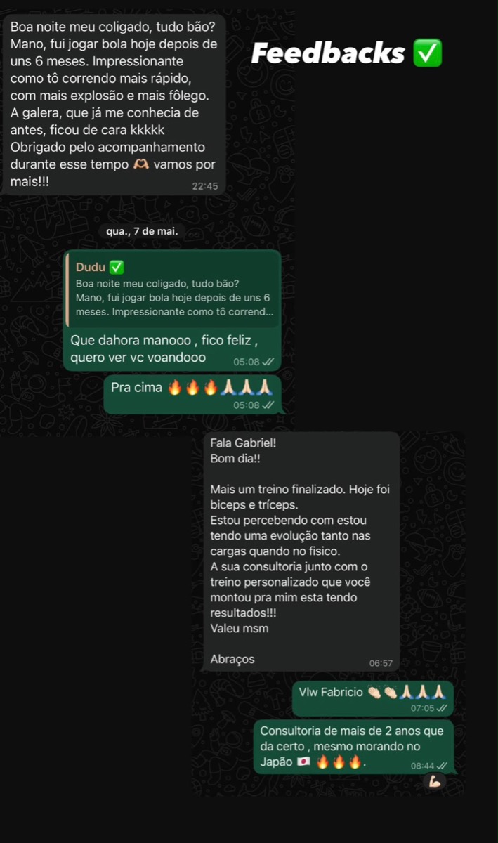 Prints de feedbacks reais de alunos