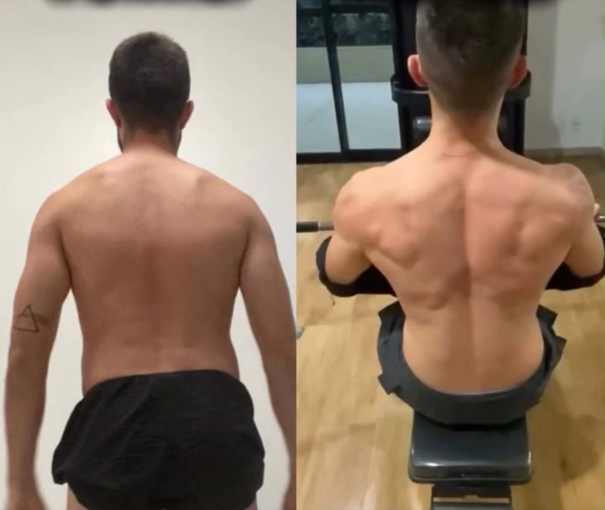 Transformação de aluno — hipertrofia de costas